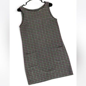 Vintage 90s Abercrombie & Fitch Plaid Jumper Dress Preppy Dark Academia Size M